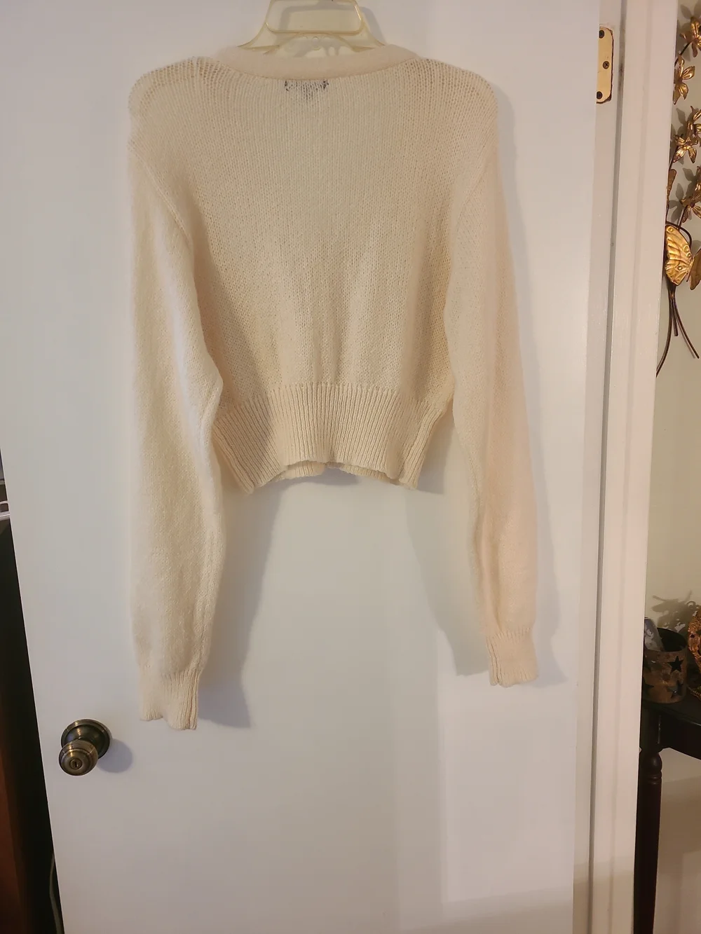 Love Tree Rose Cropped Cardigan Sweater Cream Coquette Grandmacore Dollet Boho